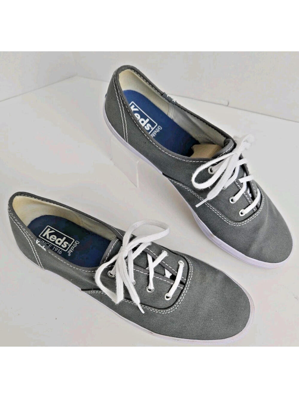 Keds Casual Lightweight Cotton Canvas Sneakers Gray Ortholite Lace Up Size 10